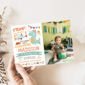 Stop, Chomp & Roar恐竜の誕生日写真 招待状