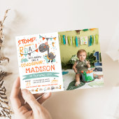 Stop, Chomp & Roar恐竜の誕生日写真 招待状