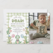 Stop Chomp Roar Disouras 1st Birthday写真 招待状 (正面)