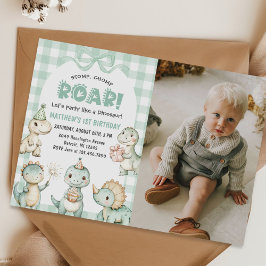 Stop Chomp Roar Disouras 1st Birthday写真 招待状