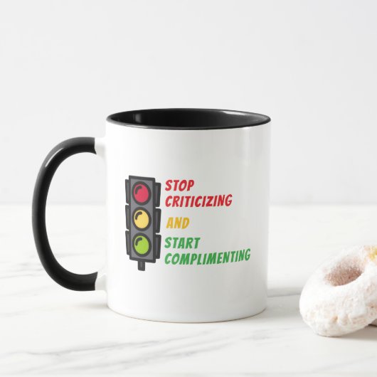 "Stop Criticizing" Mug マグカップ (ドーナツ)
