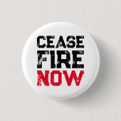 Stop Fire Now白い黒の赤い白動揺して 缶バッジ (正面)