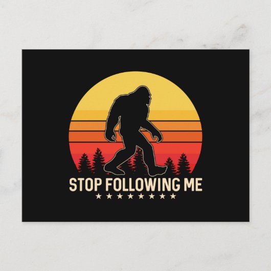Stop Following Me | Bigfoot Retro Design ポストカード (正面)