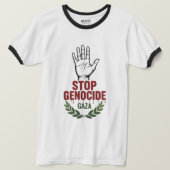 Stop Genocide in Gaza – Peace & Humanity Awareness Tシャツ (デザイン正面)