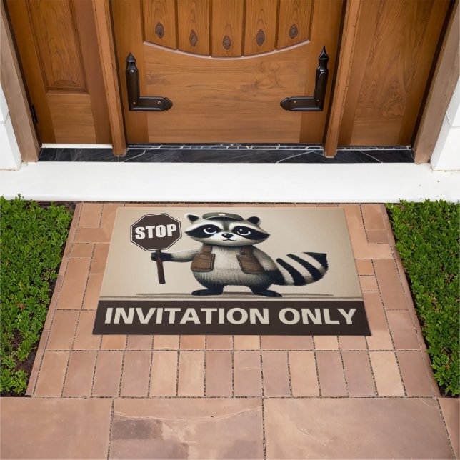Stop, Humorvoller Waschbär für exklusive Haushalte ドアマット (室外)