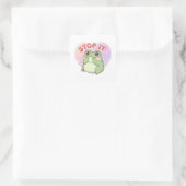 Stop It Frog Sticker Cute Shy Blushing Frog Romant スクエアシール (バッグ)