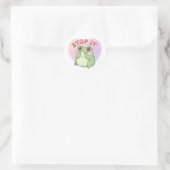 Stop It Frog Sticker Cute Shy Blushing Frog Romant ラウンドシール (バッグ)