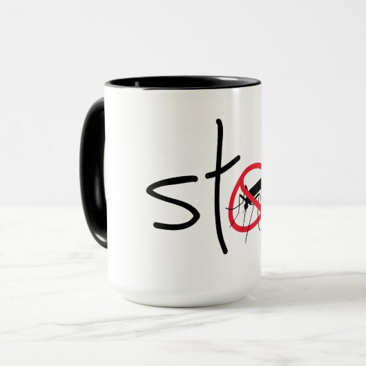 Stop malaria, zika of dengue. Virus, steek muggen. マグカップ (正面左)