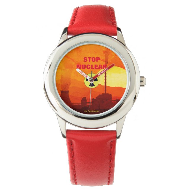 ' Stop Nuclear ' montre zazzle - femme - enfant 腕時計 (正面)