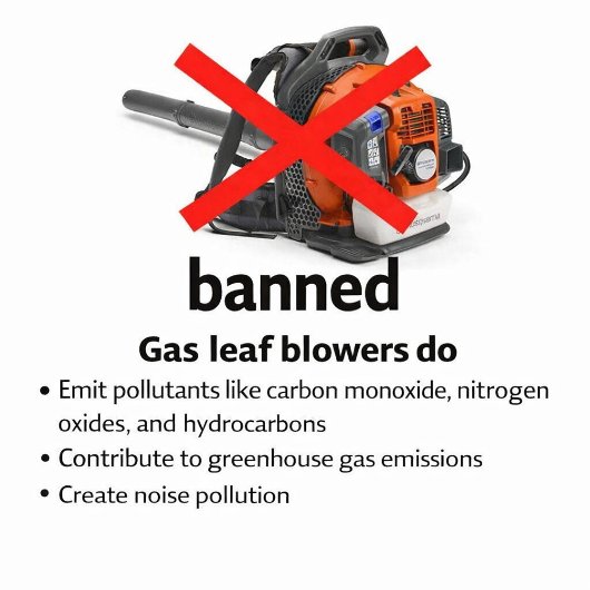 Stop Pollution Red X Leaf Blower Graphic  スクエアシール