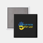 Stop Putin Stop War Support Ukraine I Stand With U マグネット (正面/裏面)
