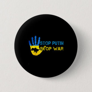 Stop Putin Stop War Support Ukraine I Stand With U 缶バッジ