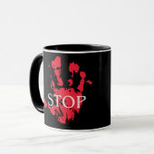 STOP" Red Handprint Mug - Bold Protest Mug, Activi マグカップ (正面左)