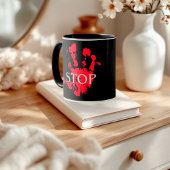 STOP" Red Handprint Mug - Bold Protest Mug, Activi マグカップ