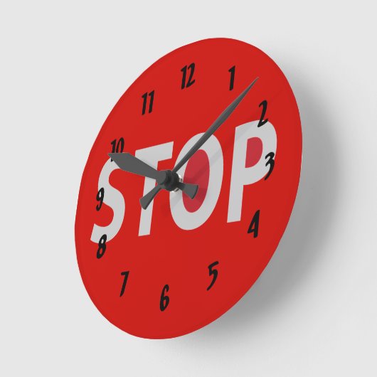 STOP Sign Design Wall Clock ラウンド壁時計 (傾斜)