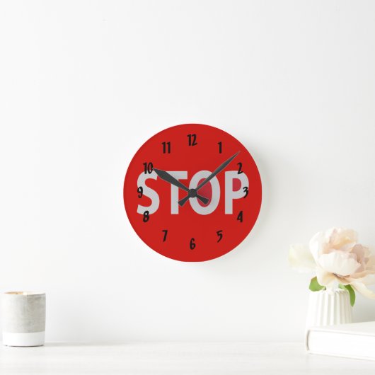 STOP Sign Design Wall Clock ラウンド壁時計 (ホーム)