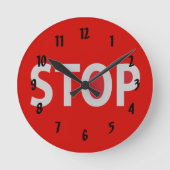 STOP Sign Design Wall Clock ラウンド壁時計 (正面)