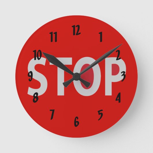 STOP Sign Design Wall Clock ラウンド壁時計 (正面)