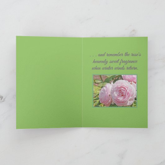 "STOP...SMELL...AND REMEMBER THE ROSE'S SWEET ..." カード (内部)