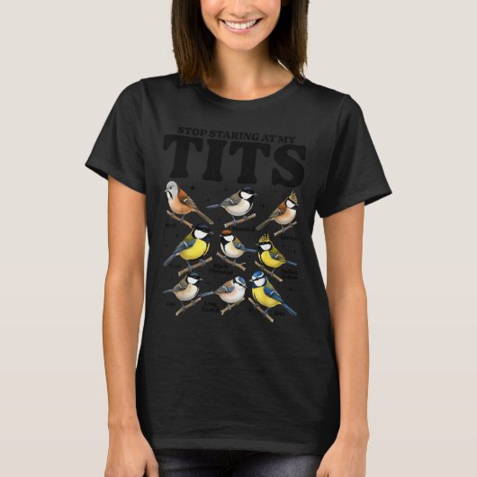 Stop Staring At My Funny Birdwatching Birds Lover Tシャツ (正面)