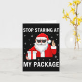 Stop Staring At My Package Christmas Adult Humor F カード (黄色い花)