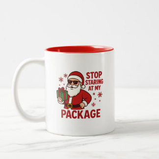 Stop Staring at My Package Santa Two-Tone Mug ツートーンマグカップ