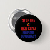 Stop The Real Steal Save Our Democracy - No Kings  缶バッジ (正面&裏面)