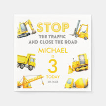 Stop The Traffic Construction Trucks Birthday