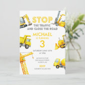 Stop The Traffic Construction Trucks Birthday 招待状 (スタンド正面)