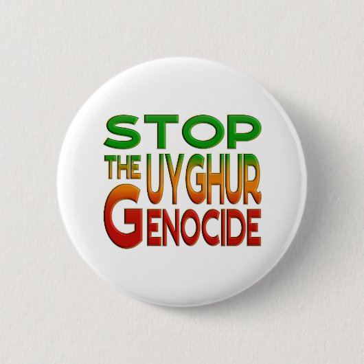 STOP THE UYGHUR GENOCIDE 缶バッジ (正面)