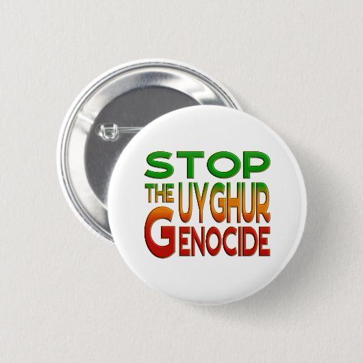 STOP THE UYGHUR GENOCIDE 缶バッジ (正面&裏面)