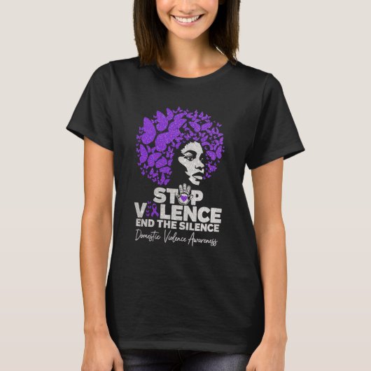 Stop Violence End The Silence Domestic AwarT-Shirt Tシャツ (正面)