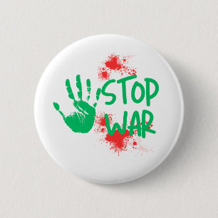 Stop War – 太い手形のアンチウォーグラフィックデザイン 缶バッジ