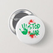 Stop War – 太い手形のアンチウォーグラフィックデザイン 缶バッジ (正面&裏面)