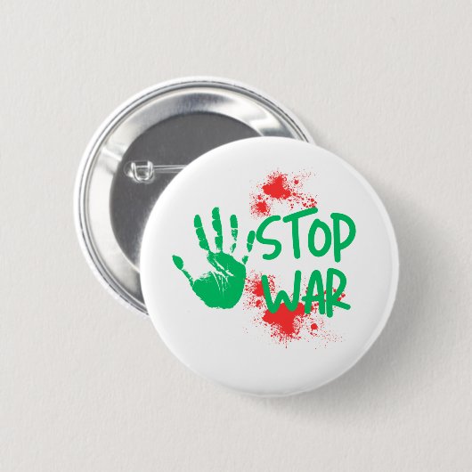 Stop War – 太い手形のアンチウォーグラフィックデザイン 缶バッジ (正面&裏面)