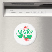 Stop War – 太い手形の反戦グラフィックデザイン マグネット (インサイチュ (食洗機))