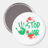 Stop War – 太い手形の反戦グラフィックデザイン マグネット (正面/裏面)