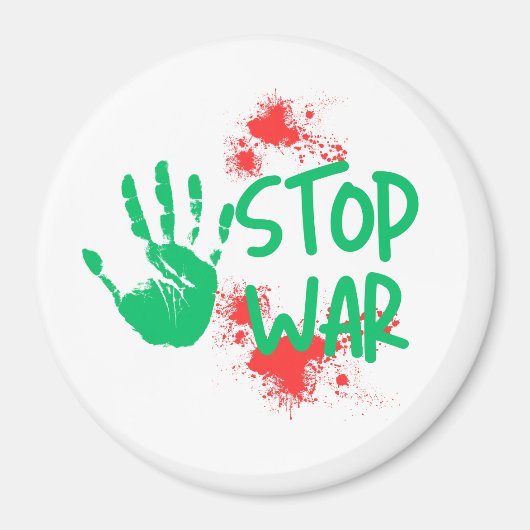Stop War – 太い手形の反戦グラフィックデザイン マグネット (正面)