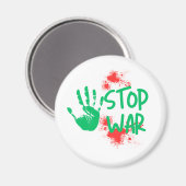 Stop War – 太い手形の反戦グラフィックデザイン マグネット (正面/裏面)