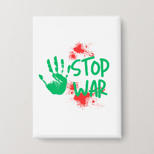 Stop War – 太い手形を使った反戦グラフィックデザイン 缶バッジ