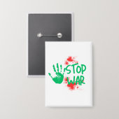 Stop War – 太い手形を使った反戦グラフィックデザイン 缶バッジ (正面/裏面)