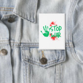 Stop War – 太い手形を使った反戦グラフィックデザイン 缶バッジ (インサイチュ)