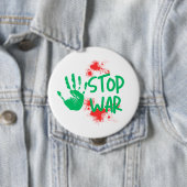 Stop War – 太い手形を使った反戦グラフィックデザイン 缶バッジ (インサイチュ)