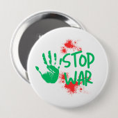Stop War – 太い手形を使った反戦グラフィックデザイン 缶バッジ (正面&裏面)