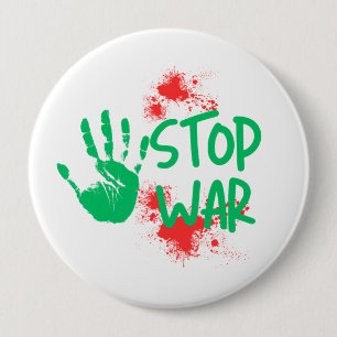 Stop War – 太い手形を使った反戦グラフィックデザイン 缶バッジ