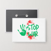 Stop War – 太い手形を使った反戦グラフィックデザイン 缶バッジ (正面/裏面)