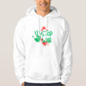Stop War - 手のひらで訴える反戦グラフィックデザイン パーカ (正面)