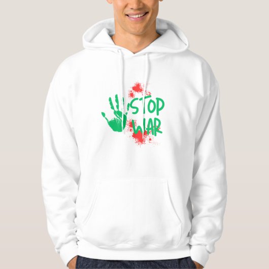 Stop War - 手のひらで訴える反戦グラフィックデザイン パーカ (正面)