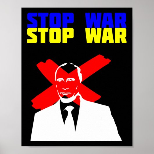 Stop War Anti Putin Face Ukrainian Flag  ポスター (正面)