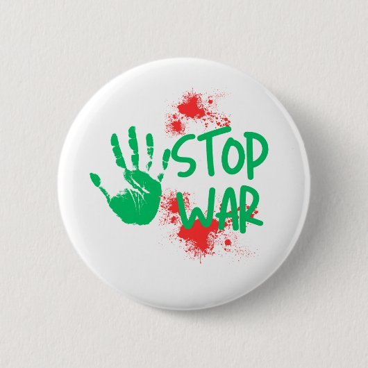 Stop War – Bold Handprint Anti-War Graphic Design 缶バッジ (正面)